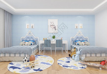 现代简洁风儿童房卧室室内设计效果图图片