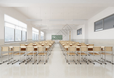 现代简洁风学生教室室内设计效果图背景图片