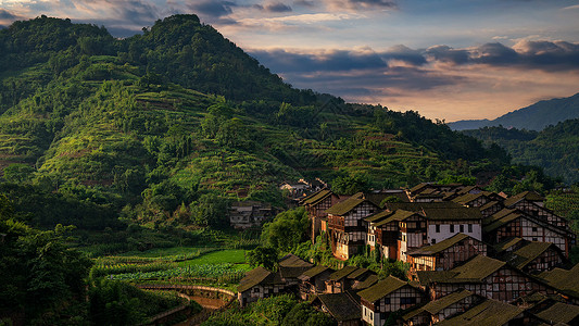 斜阳古城背景图片