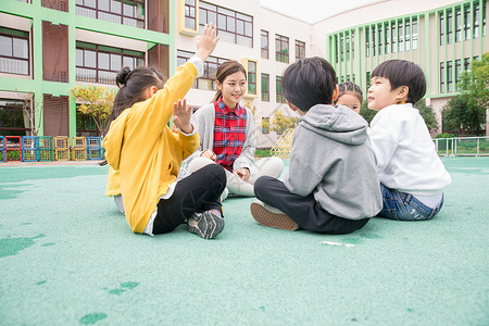 幼儿园老师教育儿童背景图片