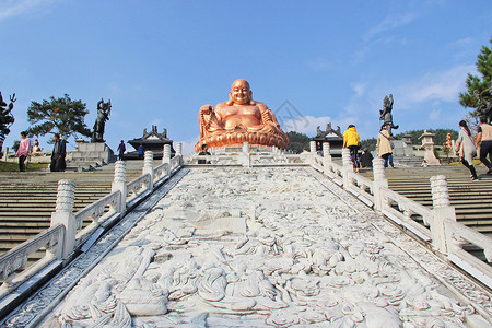 中国五大佛山雪窦寺弥勒佛铜像背景图片