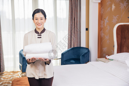 酒店宾馆客房保洁员形象背景图片