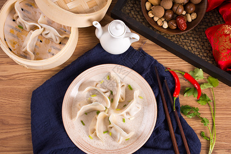 传统美食蒸饺背景图片