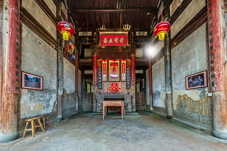 古代桌椅福建霞浦中国农村古建筑背景