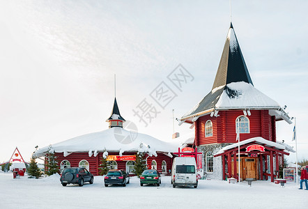 圣诞节雪花背景北欧芬兰洛瓦涅米圣诞老人村背景