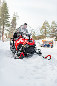 圣诞老人车北欧芬兰洛瓦涅米圣诞老人村雪地摩托背景