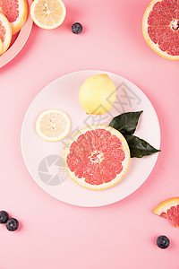 柠檬西柚水果组合背景图片