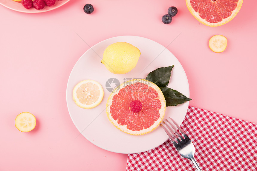 柠檬西柚水果组合图片