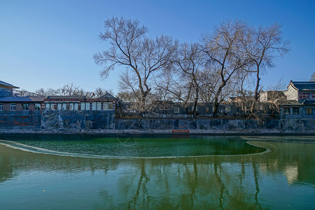 北京护城河冬日一景背景图片