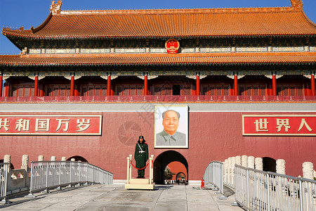 解放军军人北京天安门景色背景