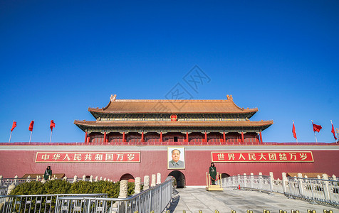 武警站岗北京天安门景色背景