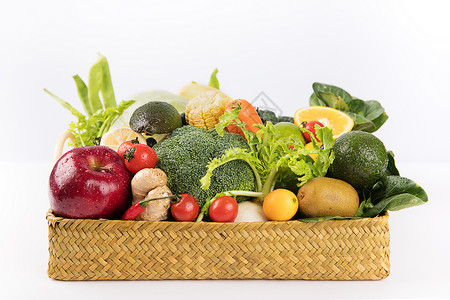 红色健康素材新鲜果蔬组合背景