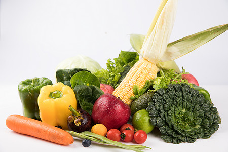 白色水果蔬菜果蔬新鲜果蔬组合背景