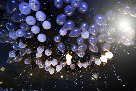 白紫色生日派对氢气球布置背景