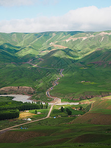 新疆风光弯弯曲曲的高清图片