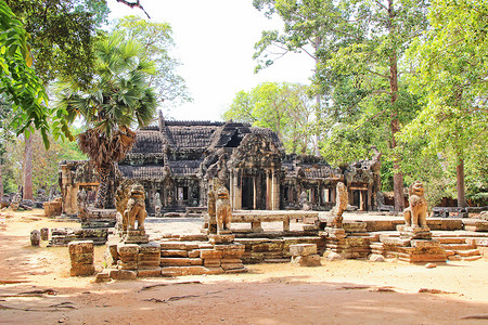 高棉寺庙遗址柬埔寨吴哥窟背景