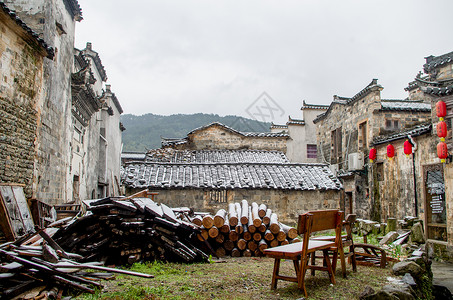 青石板贴图安徽宏村徽式建筑小景雪景背景