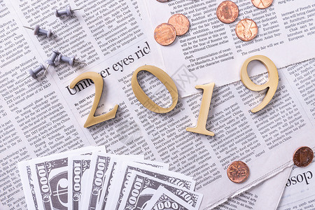 新年报纸素材新年2019金融背景