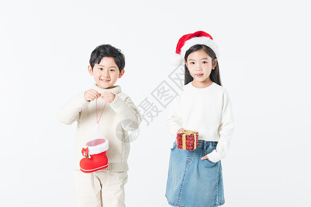 圣诞节快乐女孩和男孩图片
