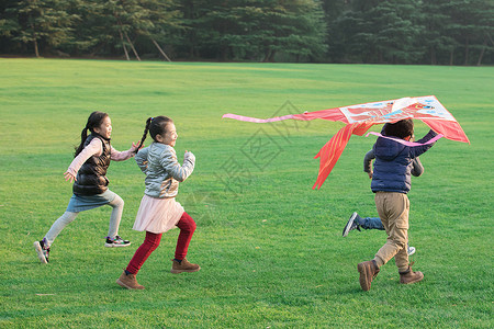 快乐的孩子们放风筝的孩子们背景