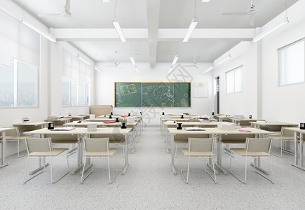 现代简洁风学生教室室内设计效果图背景图片