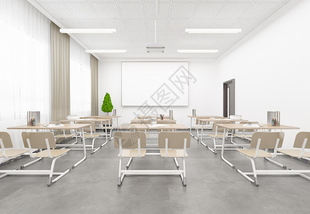 校园教风文化墙现代简洁风学生教室室内设计效果图背景