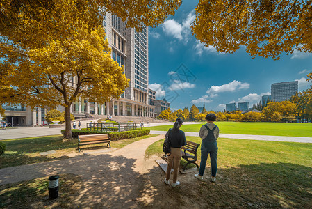 上海复旦大学美丽秋色校园秋季高清图片素材