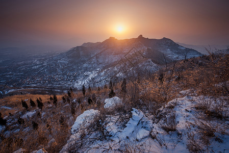 雪后沂蒙山景观背景图片