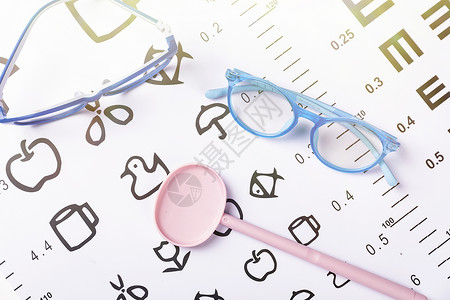 关注视力健康眼镜与视力表背景
