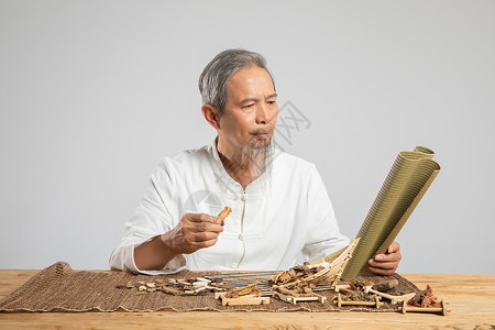 老中医插画老中医和药材背景