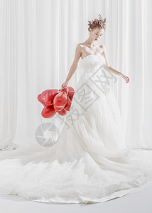化妆新娘婚纱唯美美女拿着气球背景