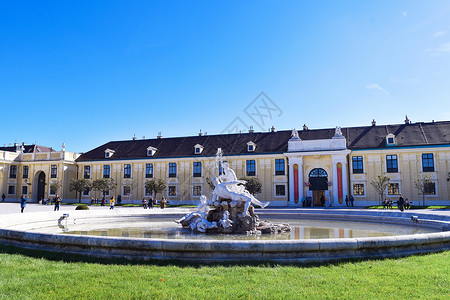 欧式皇宫维也纳美泉宫花园喷水池背景