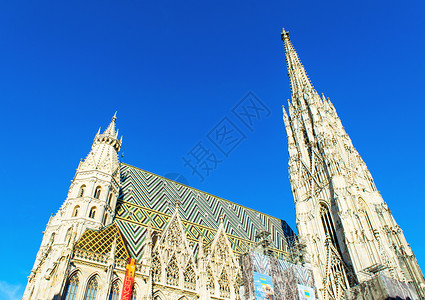 维也纳圣斯特凡大教堂晴天外景建筑高清图片素材