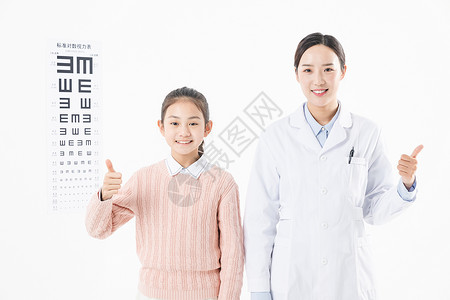 视力保护医生和女生背景图片