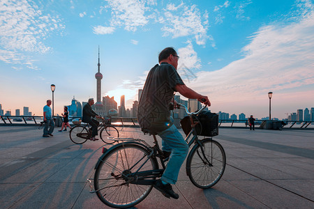 城市早晨上海外滩清晨背景