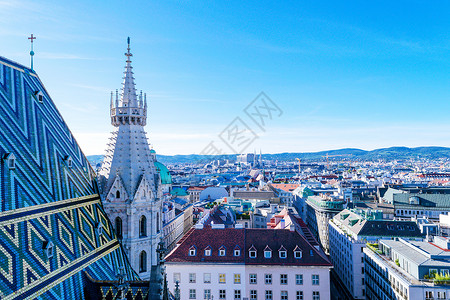 斯特凡奥地利维也纳俯视街景背景