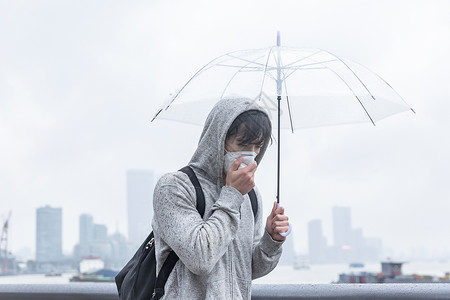 防尘帽防尘雾霾背景