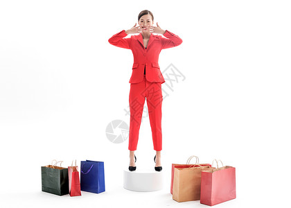 红色装女性购物背景图片