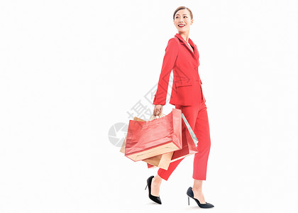 红色装女性购物图片