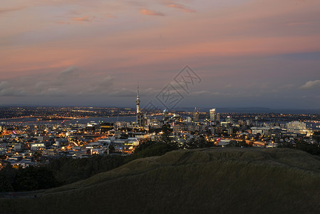 奥克兰天际线新西兰奥克兰城市天际线夜景背景