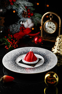圣诞帽甜品圣诞西餐牌高清图片
