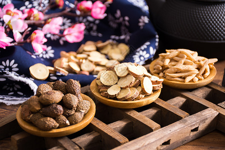 冬季滋补中草药食材背景图片