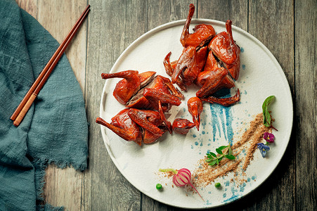 脆皮烤乳鸽中国饮食高清图片