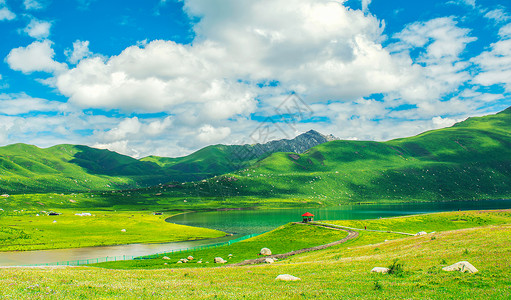 美丽玉珠帘草原风光好背景