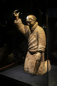 西安秦始皇兵马俑博物馆弓箭手俑背景图片