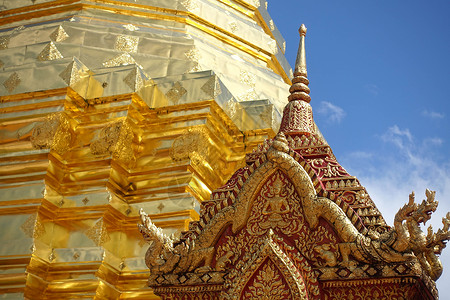 泰国清迈双龙寺寺内建筑背景