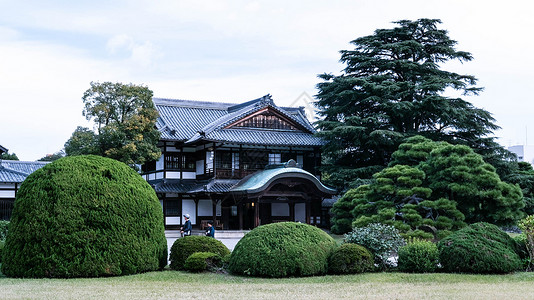 花园林日本高松栗林公园内纪念馆背景