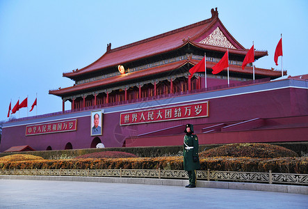 五角星和军人北京天安门广场站岗的士兵背景