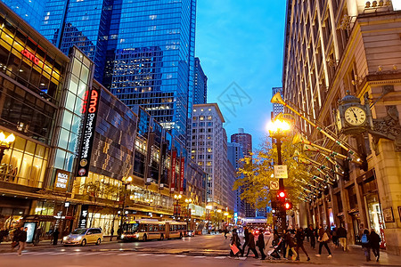 美国加州夜景芝加哥街道夜景背景