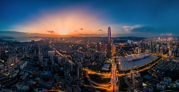航拍深圳全景超市天际线背景图片